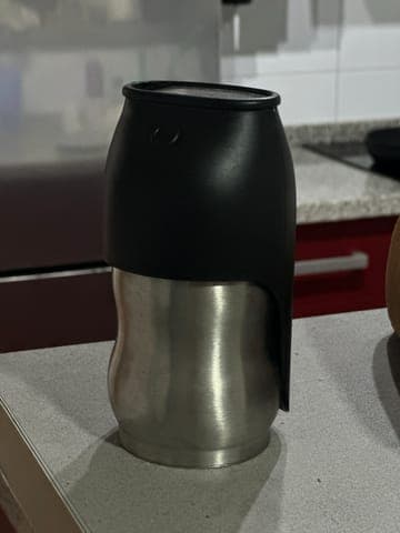 Phone photo: the flask on a grey kitchen counter