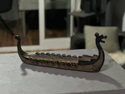 Phone photo: the longship on a table